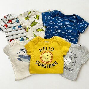 Old Navy 6-Pack Cotton Short-Sleeve Onesies, Size 6-12 Months, 100% Cotton